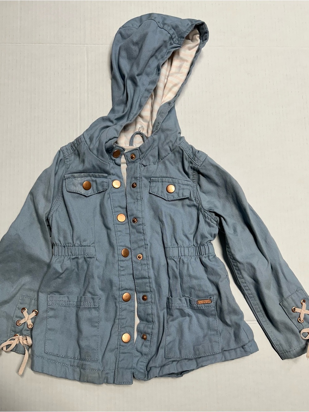 Kensie Girl Light Blue Hooded Utility Raincoat